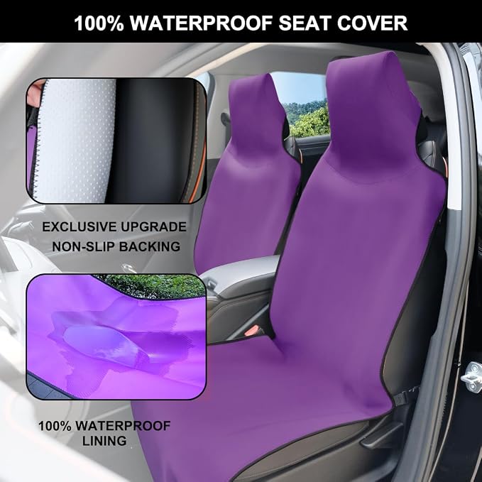 INFANZIA Waterproof Car Seat Cover Towel, Non-Slip Neoprene, Purple,1PCS | Carseat Protector Machine-Washable & Removable Universal fit SUV,Trunks, Absorbs sweat, for Gym/Yoga/Workout - Image 2