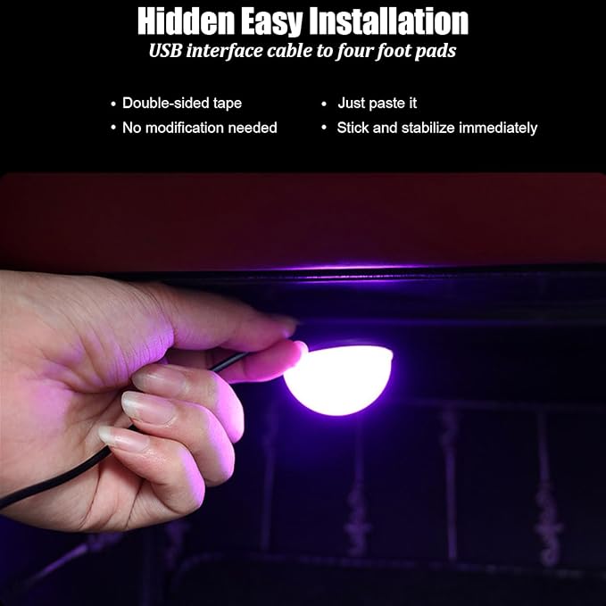 Car Interior LED Lights, 4 in 1 USB Port Automotive Ambient Neon Light Kit, Vehicle Center Console Dashboard Strip Lamps Decoration Accessories, Universal for SUV Truck Sedan (White) - Image 3