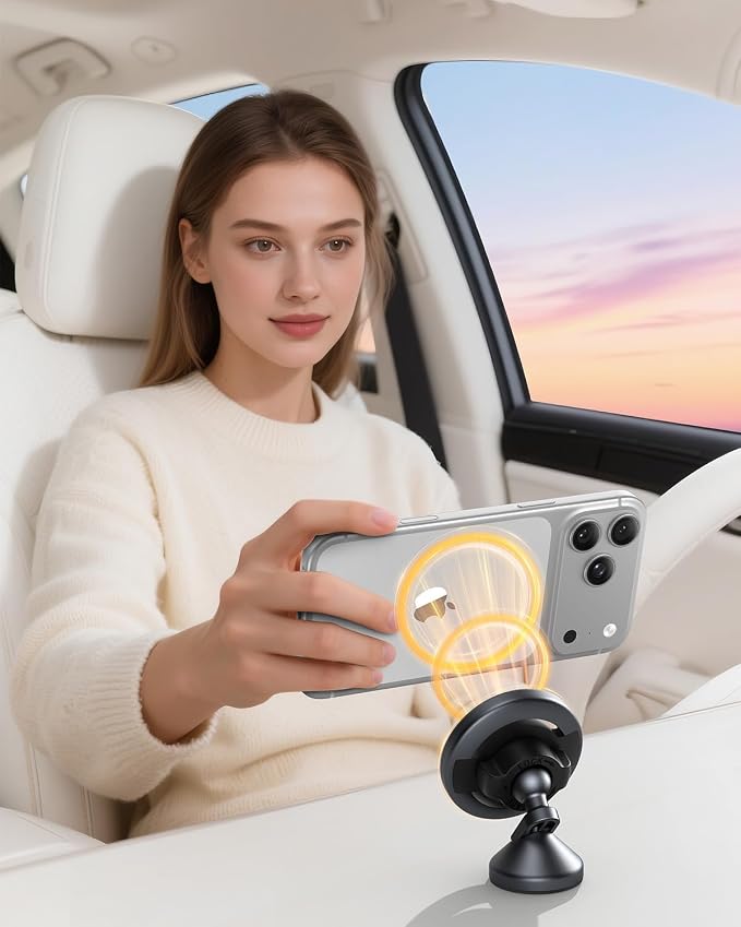SYNCWIRE MagSafe Car Mount, Adjustable Magnetic Phone Holder, Space Gray | 360° Rotating Strong Magnet Phone Mount with 3M VHB Adhesive, Compatible with iPhone 17/16/15/14/13/12 & MagSafe Cases - Image 9