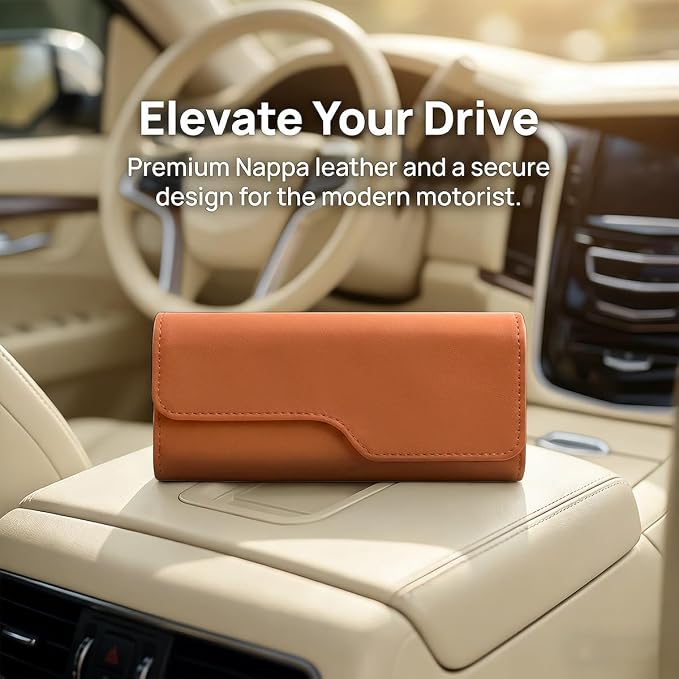 Sunglass Holder for Car Visor, Eyeglass Storage Case (Orange) | Vehicle Eyeglass Hanger Protective Storage Case, Automotive Interior Sun Visor Glasses Organizer Box, Universal Fit - Image 3