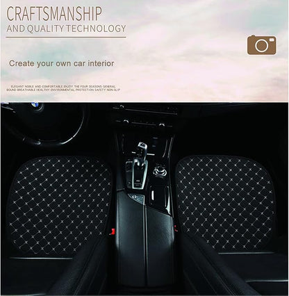 1 PC Car Seat Cover Auto Cushion Vehicle Front Seat Chair Cover Protective Mat pad for Baby, SUV, Skin-Friendly Golden Embroidery Thread (Black-Front) - Image 2