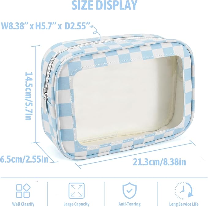 YOPCDJ 3PCS Clear Toiletry Bag, TSA Approved Travel Makeup Pouch with Zipper for Cosmetics and Toiletries, Diaper Bag Organizer Pouch Set, Women's Purse Organizer and Clear Car Bag - Image 3