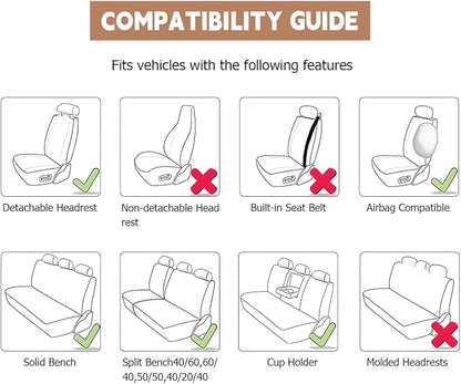 Zpana Car Seat Cover Full Sets, 9PCS Waterproof Vehicle Front and Rear Split Bench Covers with 3D Foam Back Support, Breathable Auto Seat Protective Accessories, Universal for SUV RV Truck (Gray) - Image 6