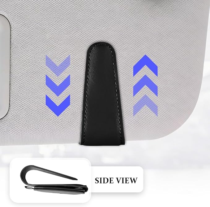 2PCS Sunglass Holder for Car Visor, Visor Sunglasses Holder Clip, Magnetic Leather Eyeglass Hanger Clip for Car, Auto Accessories Eyeglass and Ticket Card Storage Mount for Vehicles (Black) - Image 4