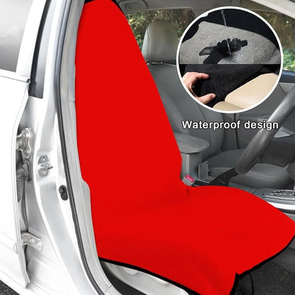 DXNQ 2PCS Car Towel Seat Cover, Waterproof Sweating Non-Slip Premium Soft Towel Carseat Protector, Universal Machine Washable Car Truck SUV Front Seat Cover for Gym Workout Beach Hiking (Red) - Image 5