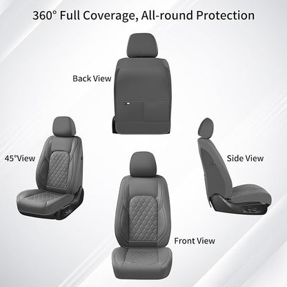Huidasource Silverado Seat Cover, Sierra Seat Cover fit for Chevy Silverado/GMC 2014-2018 1500, 2015-2019 2500HD 3500HD Crew Double Extended Cab, Thickened Nappa Leather Truck Seat Covers, Black&Blue - Image 9