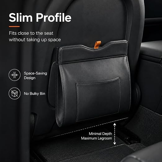 COZILO Leather Car Trash Can, Leak-Proof Odor-Lock Car Garbage Can with 60 Liners, Magnetic Closure, Liner-Hold Design, Storage Pocket & Metal Hooks, Hanging Car Trash Bin for SUV Sedan Truck - Image 7
