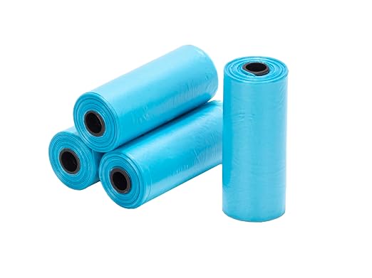 Ginsco 0.8 Gallons Disposable Trash Bags for Mini Car Trash Can, Portable Small Car Garbage Bags, Cars Accessories, Mini Trash Bags, Plastic Trash Bag for Cars/Home/Office (4 Rolls/60 Counts) Blue by Ginsco
