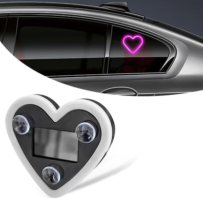 Car LED Ambient Light, Rechargeable Heart Shaped Lamp Triangle Car Window Ambient Light with Suction Cups, Cute Love Heart Atmosphere Lamp Interior Decor for Most Vehicles (Pink) by XJVSS