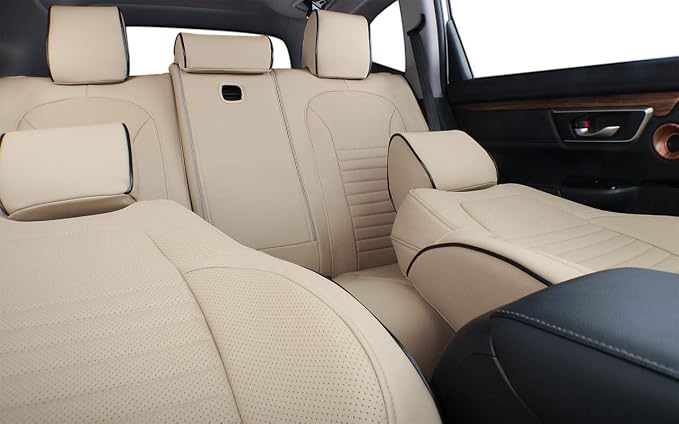 EKR Accord Seat Covers for Honda Accord 2023 2024 2025 2026 EX,SE &2023-2026 (Hybrid) Sport,EX-L,Sport-L,Touring,(Rear Row W/40/60 Split Backrest),Leather Seat Covers for Trucks Full Set (Beige) - Image 6