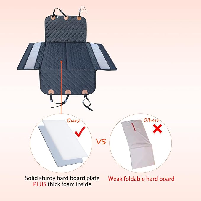 Dog car seat Cover for Back seat Hard Bottom Half Dog car seat Cover Passenger Friendly Back seat Extender for Dogs - Image 2