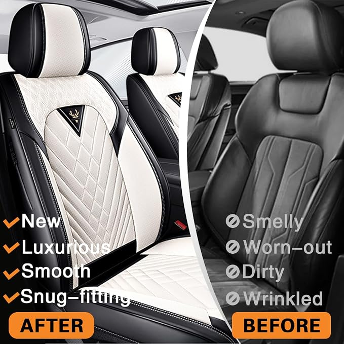 Fit for Toyota RAV4 Seat Covers 2001-2026,Premium Leather, 360° Full Protection, Thick Padding & Memory Foam, Waterproof & Stain-Resistant Car Seat Cover Full Set (5 Seat,Cream White) - Image 5