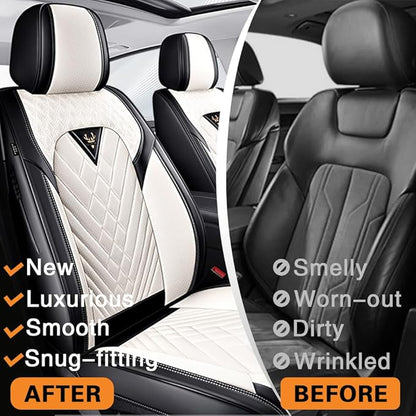 Fit for Toyota Sienna Limited Seat Covers 2014-2026, Nappa Leather, 360° Full Protection, Thick Padding & Memory Foam, Waterproof & Stain-Resistant Car Seat Cover (Standard 5 Seats,Cream White) - Image 5