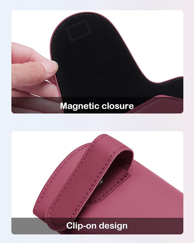 Magnetic Sunglass Holder for Car Visor Clip, Visor Accessories Eyeglasses Holder, Leather Glasses Storage Case - Image 3