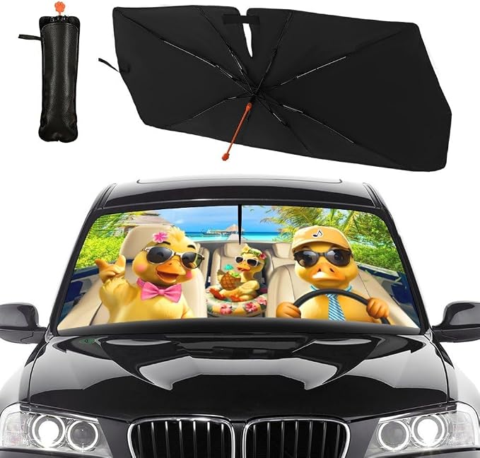 Socira Funny Duck Car Windshield Sunshade Umbrella Foldable Umbrella | Sun Shade Windshield Cover Sunshade Duck Car Accessories Blocks Uv Rays Keeps Cool (57" X 30") by Socira
