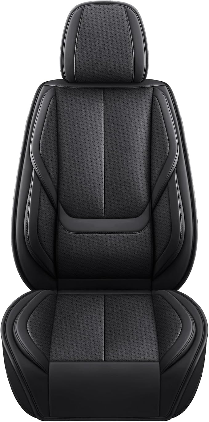MINGBRON Seat Covers, Car Seat Covers Front Seats, Car Seat Cover, Car Seat Protector Waterproof, Car Seat Cushion Nappa Leather, Black Seat Covers Carseat Cover Universal Fit for Most Cars - Image 3