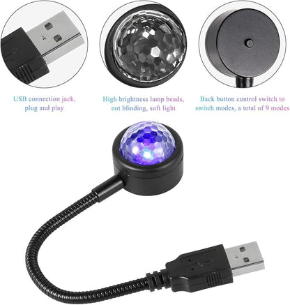 KVAEY 2 PCS USB Star Night Light, Adjustable Sound Activated Car Roof Atmosphere Lamp, Portable Romantic LED Auto Interior Ambient Light for Car, Bedroom, Party, Ceiling - Image 3