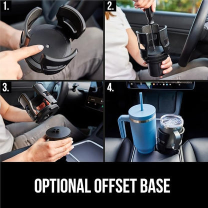 GORILLA GRIP Patent Pending Adjustable Car Cup Holder Expander, 2 PK, Keeps Water Bottle Secure, Expands to Fit 18 to 48 oz Bottles, Yeti, Owala, Stanley with Handle, Coffee Mug Insert for Cars, Black - Image 8