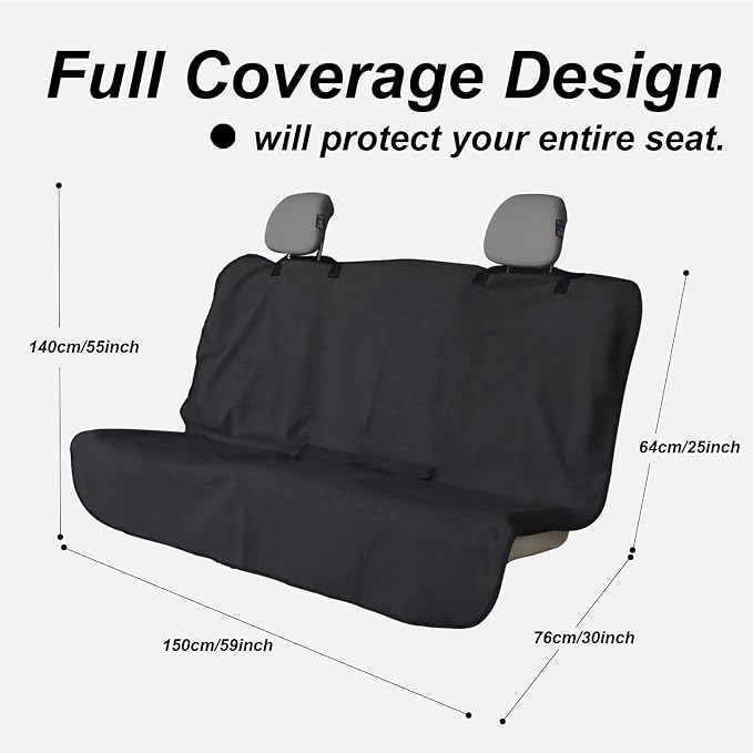 Sweat Towel Car Seat Cover Protector Front Seats for Gym Workout, Running, Swimming, Beach and Hiking, Waterproof Universal Seat Cover for Car, Trucks, Van & SUV (1, Pure Black, Rear Seat) - Image 2