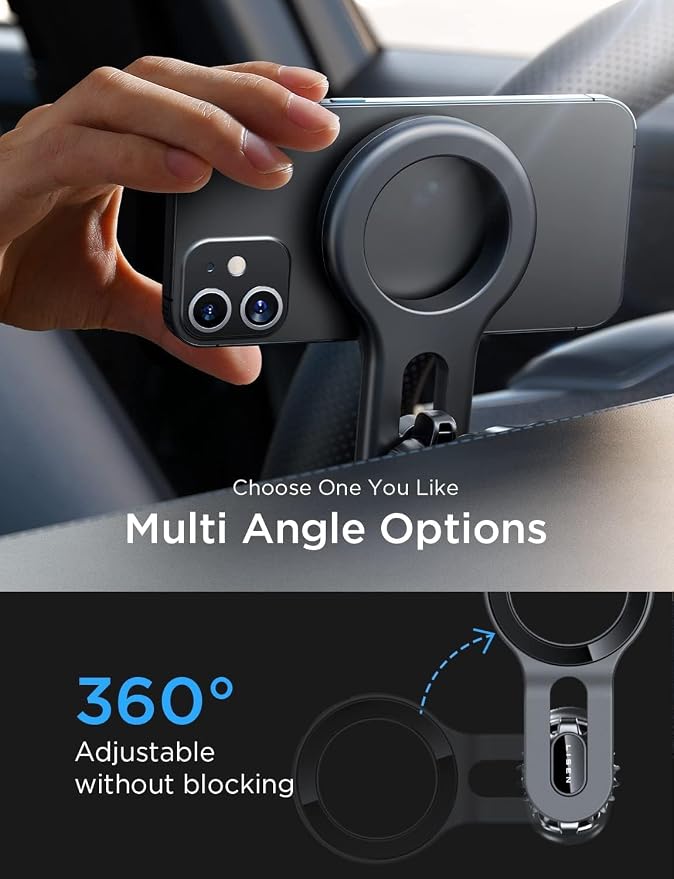 LISEN for Magsafe Car Mount, Strong Magnets Magnetic Phone Holders for Your Car, 360 Degree Adjustable Air Vent Hands Free Car Phone Holder Fit for iPhone 17-12 & All Smartphones, Blue | Upgraded Strongest Magnet Power, Metal Hook Clip, 360 Rotation, M... - Image 6