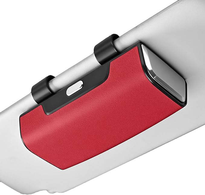 Car Sunglasses Holder for Sun Visor, Button Leather Eyeglass Hanger and Interior Storage Box by HOLDCY