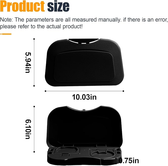 Car Cup Holder Tray, Foldable Detachable Car Headrest Backseat Organizer, Multifunctional Adjustable Food Table Tray, Universal Auto Travel Accessories for Most Cars/Trucks/SUVs (Black) - Image 2