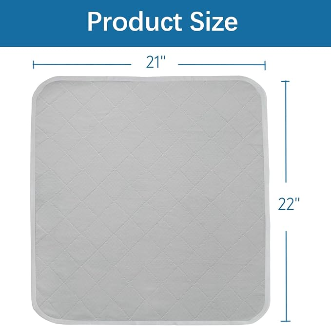 Waterproof Chair Pads for Incontinence Washable 22'' x 21'', 2 Pack Absorbent Seat Protector Pee Pads for Adults, Elderly, Kids, Toddler and Pets, Grey | Absorbent Seat Protector Pee Pads for Adults, Elderly, Kids, Toddler and Pets, Grey - Image 4