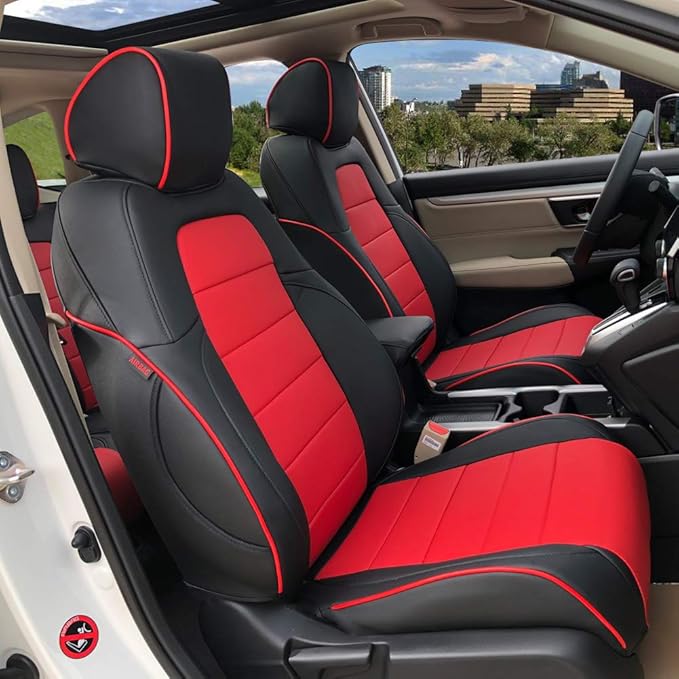 EKR Car Seat Covers for Honda CRV 2023-2026 Leatherette Full Set | Custom Fit for Honda CRV 2023 2024 2025 2026 Easy-Wipe Protection,Faux Leather(Red/Black) by EKR