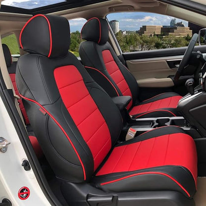 EKR Car Seat Covers for Honda CRV 2023-2026 Leatherette Full Set | Custom Fit for Honda CRV 2023 2024 2025 2026 Easy-Wipe Protection,Faux Leather(Red/Black) by EKR