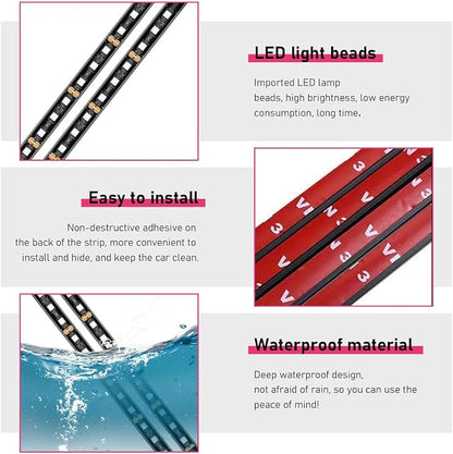 Car LED Strip Light, 24 LEDs RGB Neon Interior Atmosphere Lights, 12V Under Dash Ambient Night Light, USB Port Auto Interior Decorative Lamp, Universal Car Accessories (Red) - Image 4
