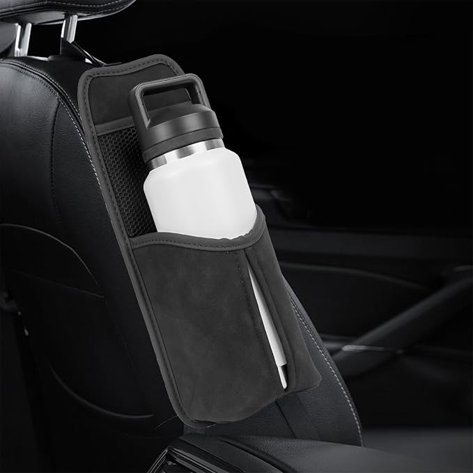 Linkidea Car Seat Side Large Water Bottle Holder Compatible with Owala FreeSip 24oz/32oz, Yeti Rambler 26oz/36oz, Auto Seat Large Car Bottle Hanging Storage Organizer with Mesh Pocket, Black - Image 6