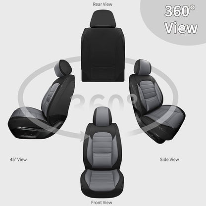 Car Seat Covers Front Seats, 2Pcs Universal Faux Leather Front Seat Covers for Cars, Waterproof Automotive Seat Covers Breathable Seat Cover for Most Sedans, Trucks, SUV (Black Gray) - Image 2