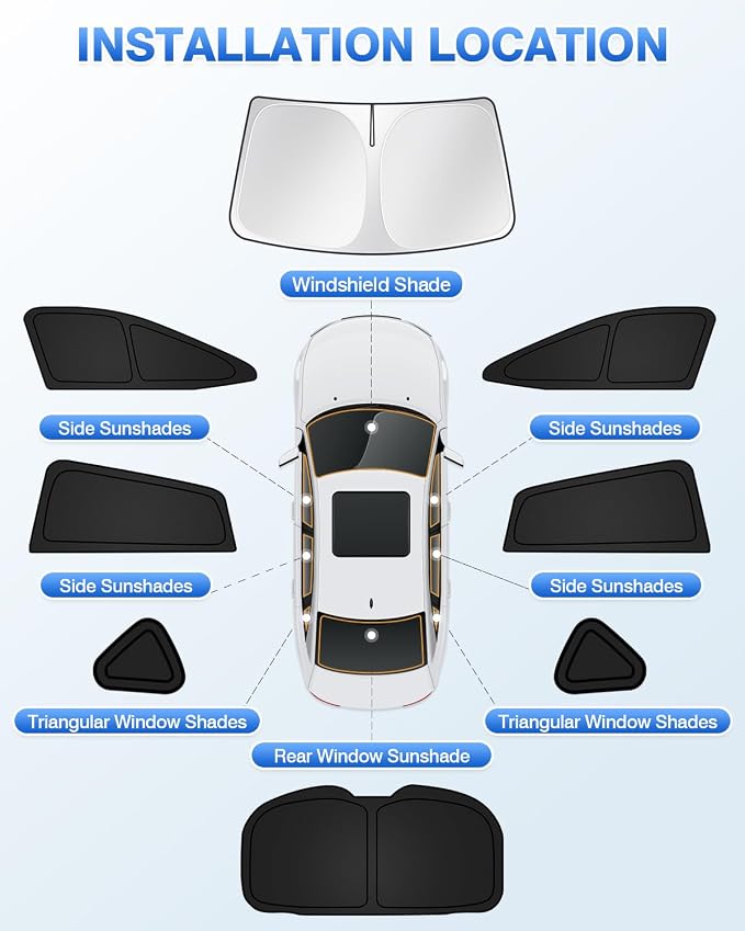 Canvcle Sunshades for Subaru Crosstrek 2024 2025 2026 Accessories Windshield Sun Shade Side Rear Window Shade Cover Sun Visor Shield Privacy Protection Keep Vehicle Cool Black 8PCS - Image 5