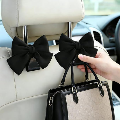 2PCS Car Seat Headrest Hooks, Car Purse Hook, Cute Bow Knot Vehicle Seatback Hanging Storage Organizer, Auto Seatback Decor Organizer Hanger for SUV Truck (Black) - Image 6