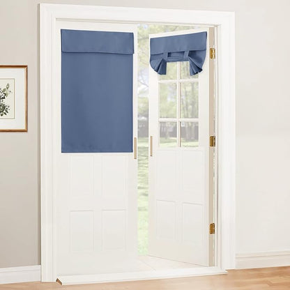 RYB HOME 40 inch Blackout Curtains for French Door Blackout Curtains | Blackout Thermal Insulated, Classroom French Door Front Door Bathroom Garage, Mini Blinds no Drill, W30 x L40,Grey,1 Pc by RYBHOME