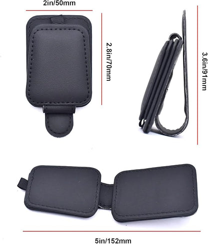 2 Pack Magnetic Leather Car Visor Sunglass Holder | Leather Glasses Eyeglass Hanger Clip for Car, Sunglass Clip Glasses Holder for Car Visor - Image 2