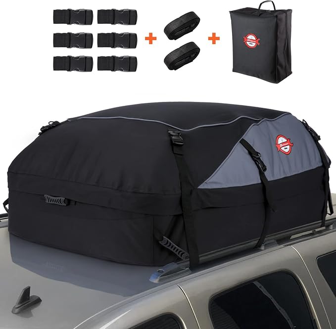 Sailnovo Car Rooftop Cargo Carrier Roof Bag, 21 Cubic feet Waterproof Roof Cargo Carrier fit car Without Luggage Rack - Vehicle Soft Shell Roof Cargo Box with Tie-Down Strap by Sailnovo