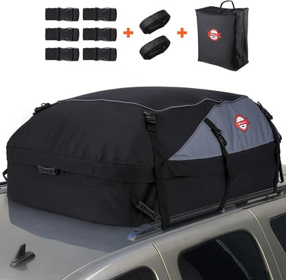Sailnovo Car Rooftop Cargo Carrier Roof Bag, 21 Cubic feet Waterproof Roof Cargo Carrier fit car Without Luggage Rack - Vehicle Soft Shell Roof Cargo Box with Tie-Down Strap by Sailnovo