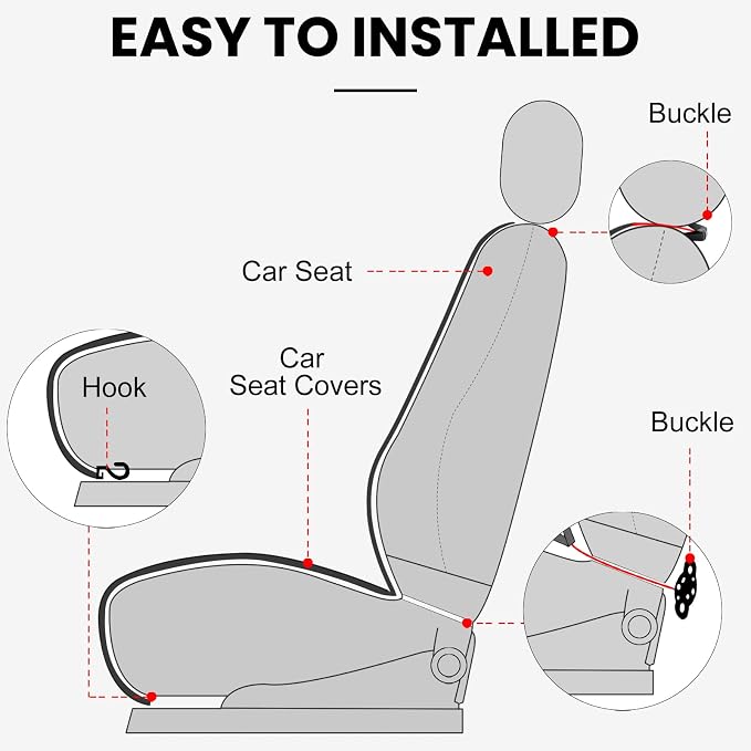 surpassme Comfortable Car Seat Covers Universal Front Seat Covers for Car Accessories, Padded Car Interior Covers for Automotive, SUV, Truck, and Van(Black) - Image 5