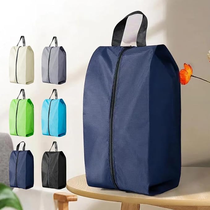 5Pcs XL Travel Shoe Bags Portable Travel Gifts Shoe Organizer with Zipper Closure, Waterproof Nylon Shoe Storage Organizer with Handle Travel Bags For Men and Women, Navy - Image 2
