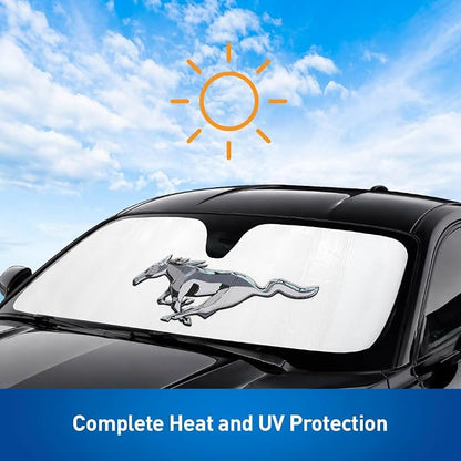 Custom Fit Windshield Sunshade Compatible with 2015-2023 Ford Mustang, Gen 6 - Accordion Folding Sunshield, Official Logo, Heat & UV Protection - Image 7