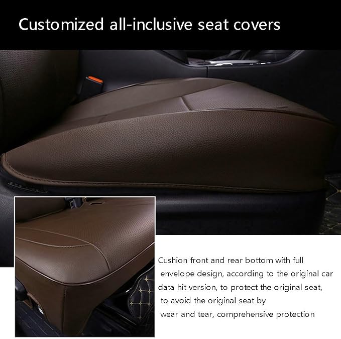 CocheFamilia Custom Fit RAV4 Hybrid Car Seat Covers for Select Toyota RAV4 Hybrid (Not for 2019-2025 Hybrid/Prime SE,XSE) 2019 2020 2021 2022 2023 2024 2025 - Full Set,Leather（Coffee - Image 3