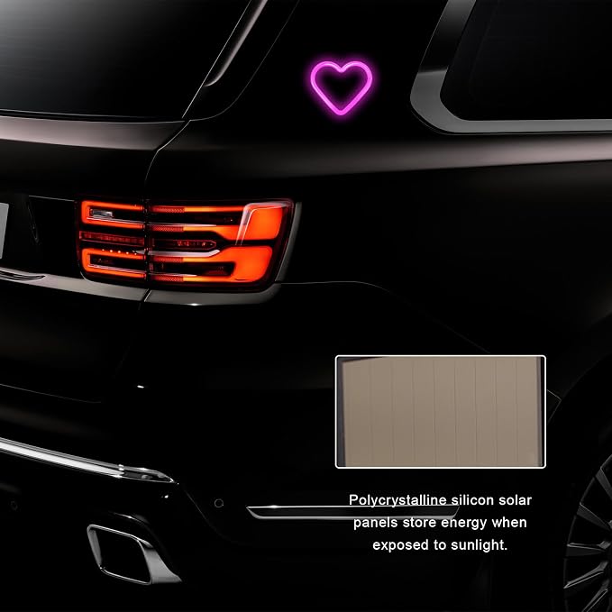 Car LED Ambient Light, Rechargeable Heart Shaped Lamp Triangle Car Window Ambient Light with Suction Cups, Cute Love Heart Atmosphere Lamp Interior Decor for Most Vehicles (Pink) - Image 3