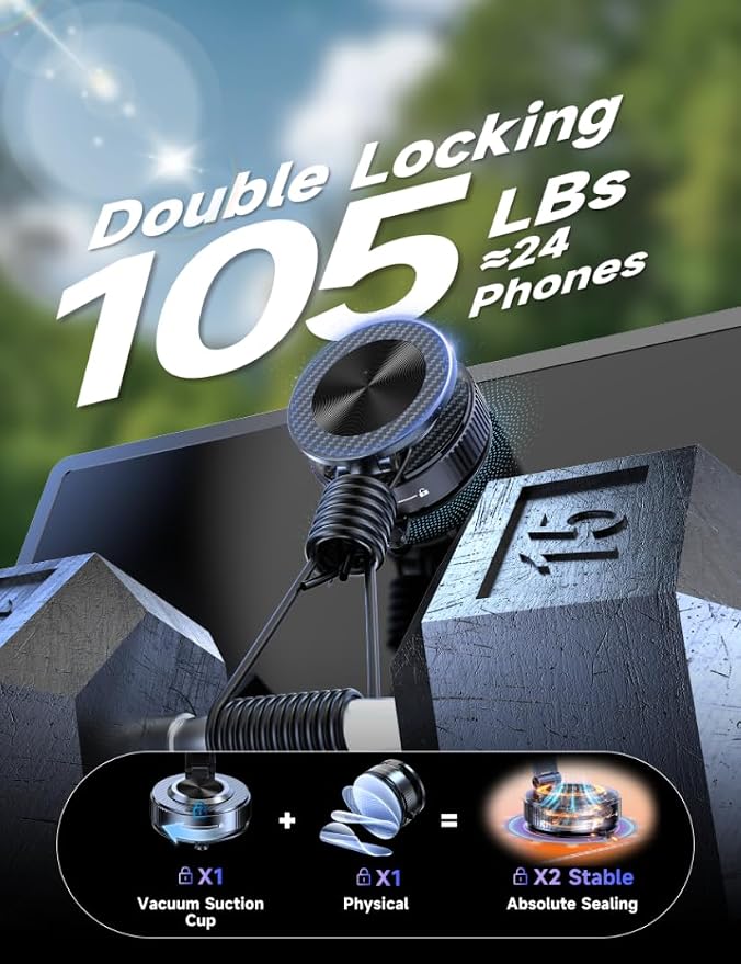 Magsafe Car Mount, Vacuum Magnetic Phone Holders for Your Car | [Easiest Mount] 105LBS Strong Suction Car Phone Holder, [Compact Design] Car Phone Mount, for iPhone 17-12, Pixel 10, Samsung - Image 3