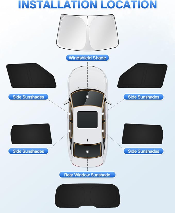 Canvcle Window Shades for Kia Soul 2020-2025 2026 Accessories Windshield Sun Shade Side Rear Window Covers Sunshade Sun Visor Shield Privacy Protection Keep Vehicle Cool Black 6PCS - Image 6
