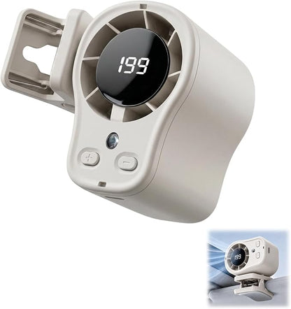 Portable Clip on Air Conditioner Fan for Car with LED Display, 360° Rotation 199 Speeds Mini Cooling Fans, USB Rechargeable Personal Fan for Car Vehicle, Travel, Stroller, Office, Camping-White by Unknown