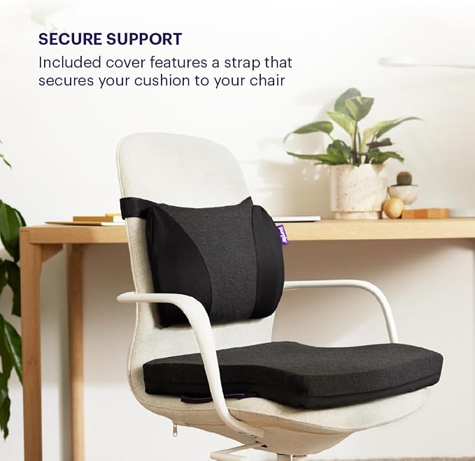 Purple Back Cushion, Lumbar Support Pillow for Office Chair, Car Seat | GelFlex Grid Molded to Your Lower Back, Adjustable Strap - Pressure-Reducing, Temperature-Neutral - Made in USA - Image 4