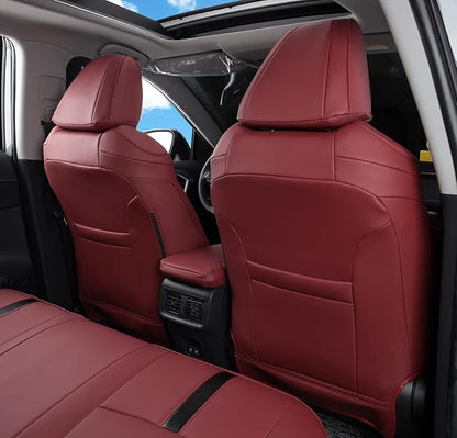 Custom Fit RAV4 (for Hybrid) Seat Covers Full Set for Toyota RAV4 Hybrid 2019 2020 2021 2022 2023 2024 2025 with Waterproof Faux Leather (Wine red, LU01-Hybrid) - Image 2