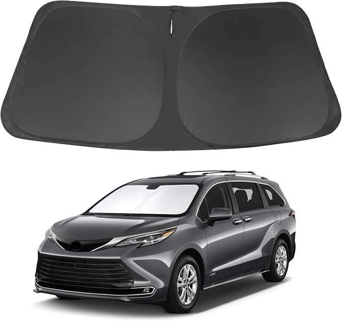 Windshield Sun Shade for 2021-2026 Toyota Sienna Accessories | Full covered, Foldable & Durable, Block UV Rays, Reduce Heat, Easy to install, Keep Car Cooler by LHFLIVE