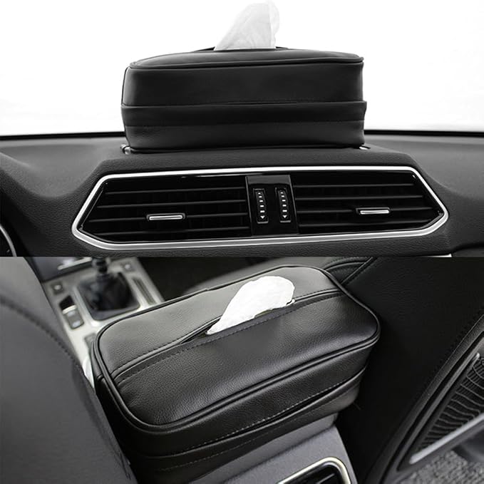 Car Tissue Holder, Travel Napkin Dispenser - PU Leather Fits Most Cars, SUVs, Trucks, and Vans - Image 5